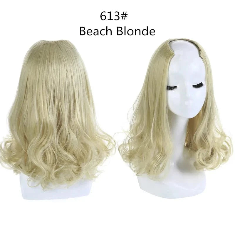 16 Inches / 613# SARLA Wholesale China Best Wigs Cheap With Lowest Price Synthetic Fiber Short Invisible Curly Hair Clip Upart Wigs Extensions