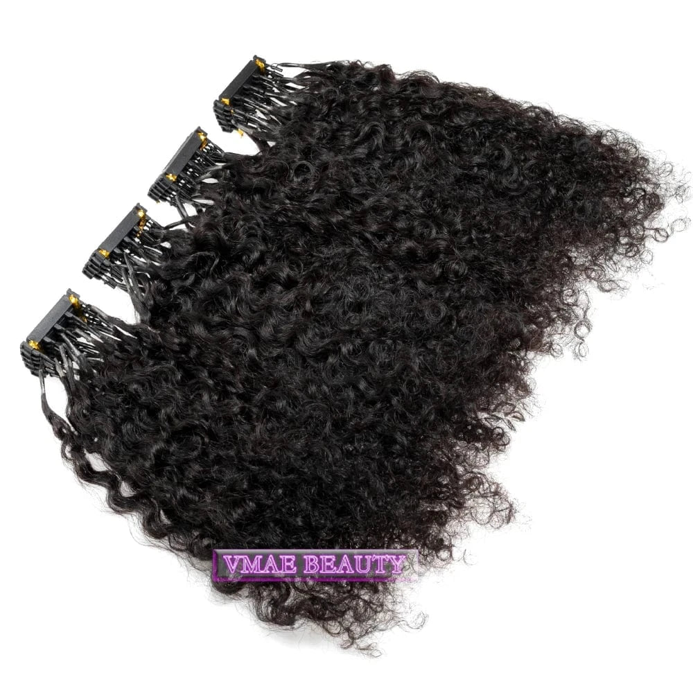 16 Inches / Afro curly C VMAE Mongolian Cuticle Aligned 6D Hair Extension Prebonded Hair Natural Color Afro Kinky Curly 3A 3B 3C 6D Human Hair Extensions
