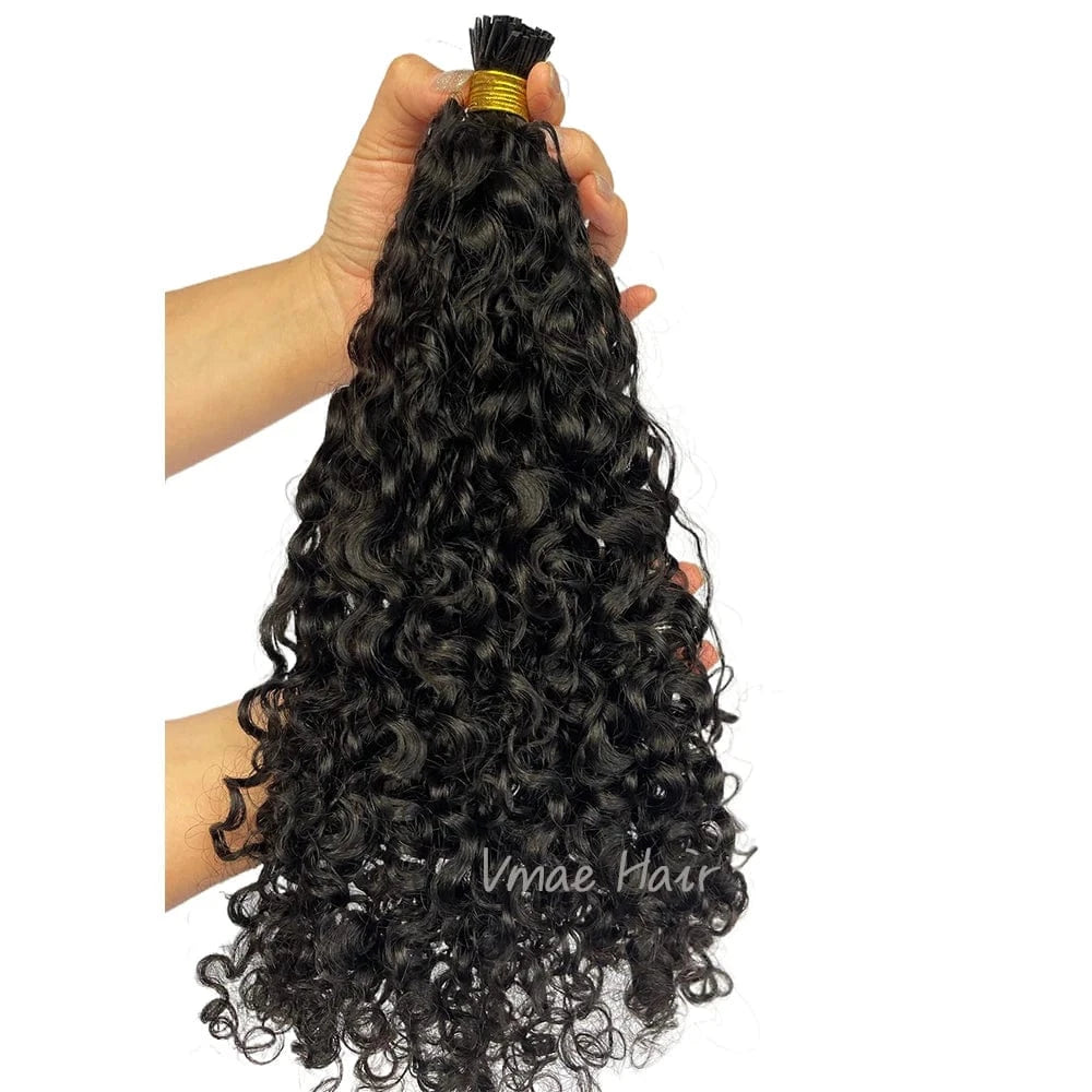 16 Inches / Afro Kinky Curly A VMAE Brazilian Raw Virgin Afro 3B 3C Kinky Curly I Tip Keratin Hair Wave Pre Bonded Cuticle Aligned Remy Hair Extension