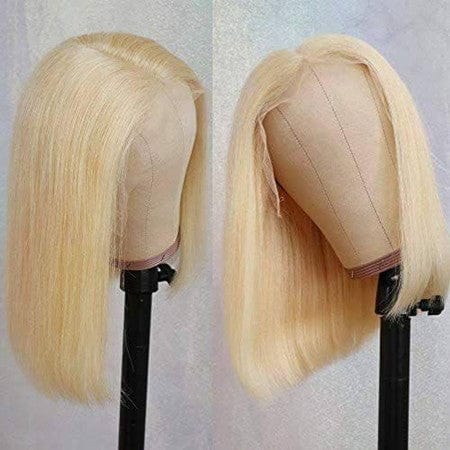16 Inches / Blonde Color Indian Virgin Human Hair Ombre Blonde Color Short Bob Cuticle Aligned Hair Lace Front Wigs