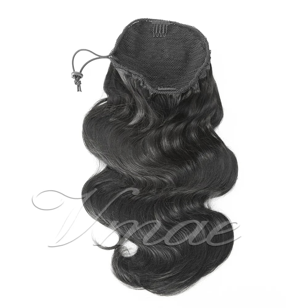 16 Inches / Body wave VMAE Burmese Full Thickness 3A 3B 4C Afro Kinky Curly Raw Hair Weaves One Donor Human Hair Drawstring Ponytail With Easy Combs