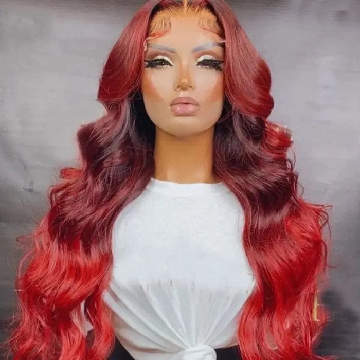 16 Inches / Color 3 Allure Romance Ombre Burgundy Color Wavy Wigs