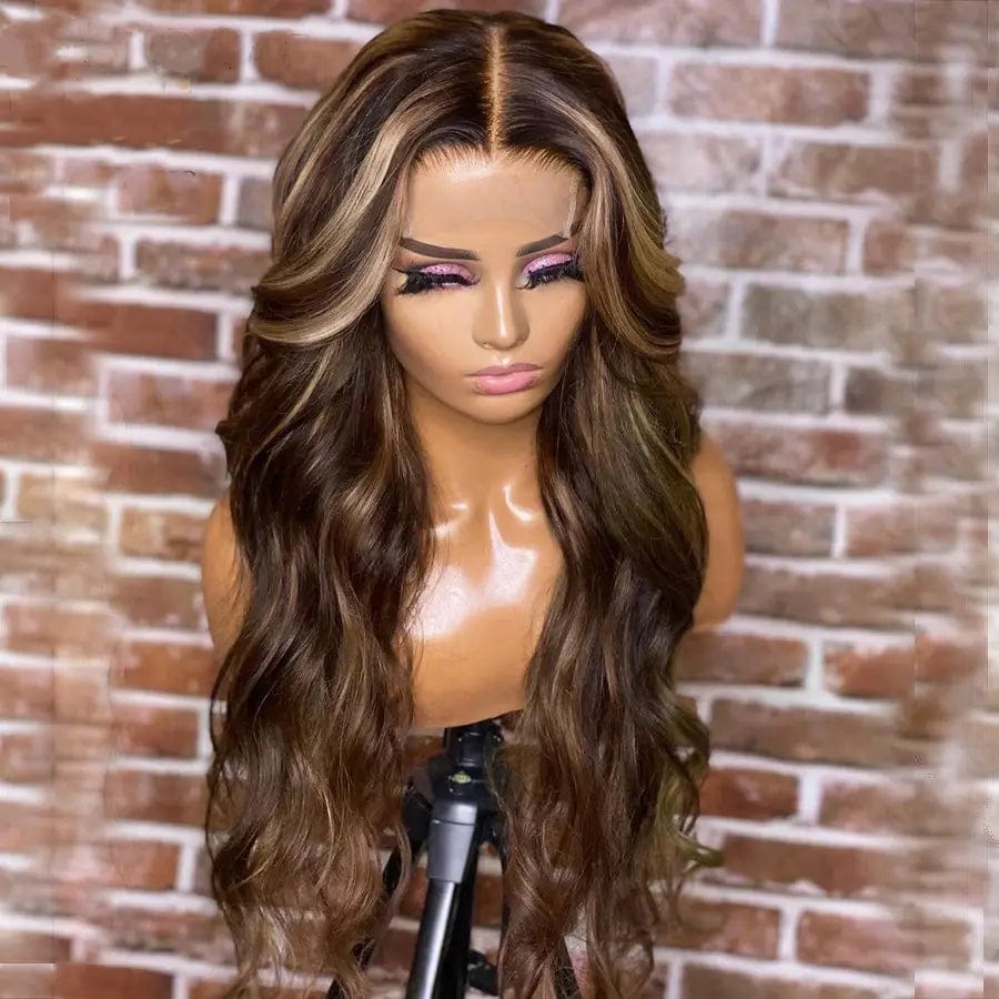 16 Inches / Color 4 Highlight Brown Color Raw Indian Human Hair