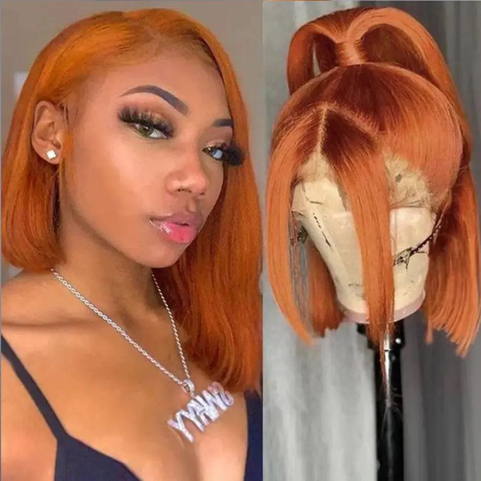 16 Inches / Ginger Color Discount Deal Orange Ginger Bob Full Virgin