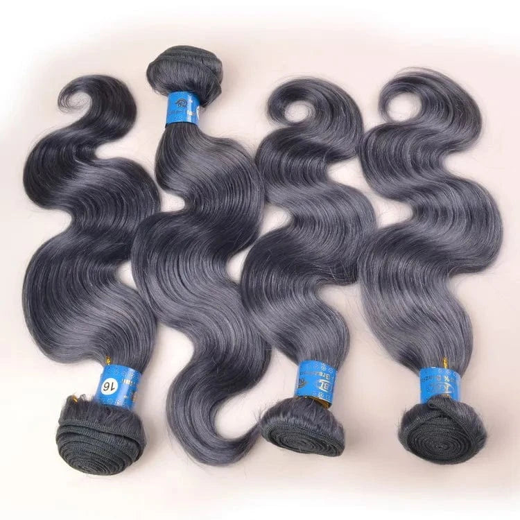 16 Inches / Grey blue New color grey human hair extension,grey brazilian vrigin human color hair weaves, sew in human hair weave  hair