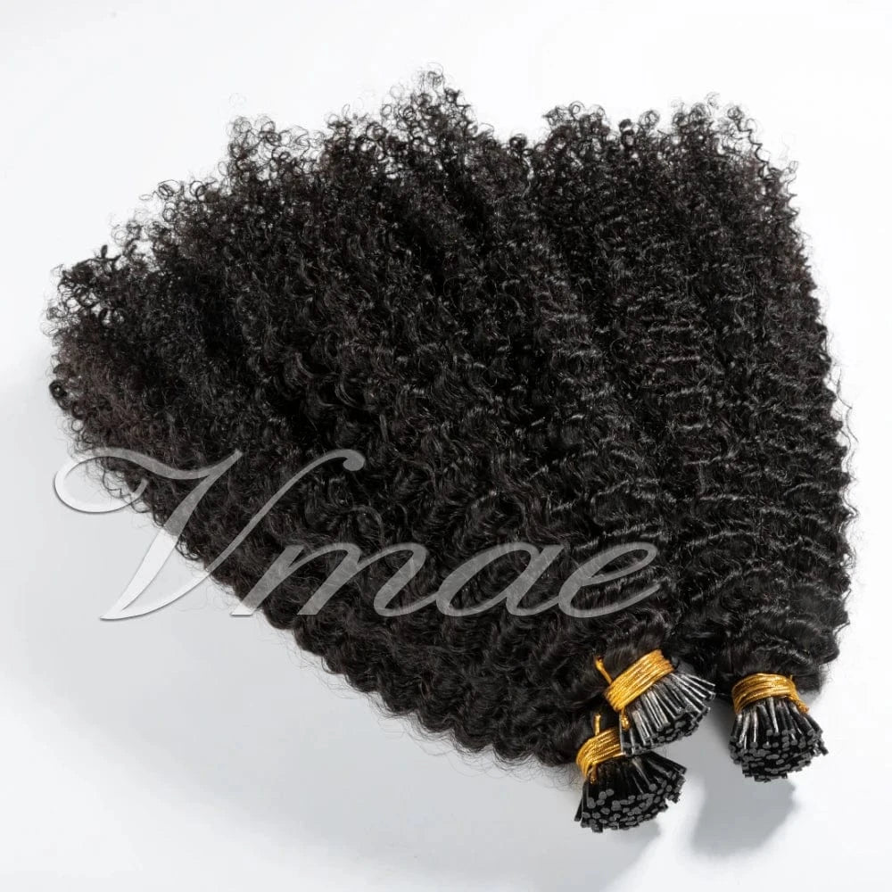 16 Inches / Kinky curly VMAE Brazilian Raw Virgin Afro 3B 3C Kinky Curly I Tip Keratin Hair Wave Pre Bonded Cuticle Aligned Remy Hair Extension