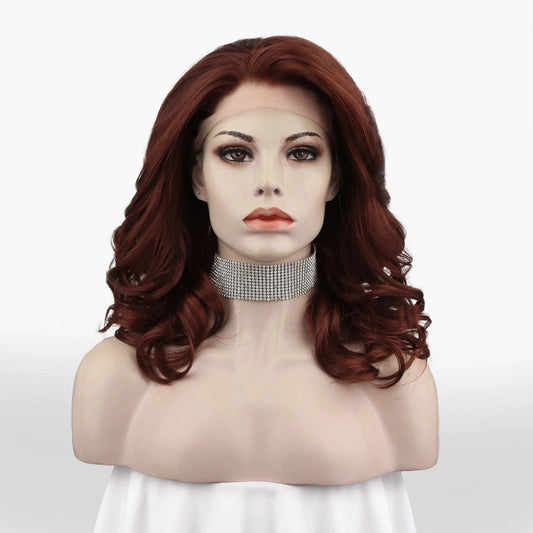 16 Inches / N19-35-GL Celebrity 16inch Short bob cut solid color red  hair Matte Heat Resistant Fiber synthetic wigs vendor