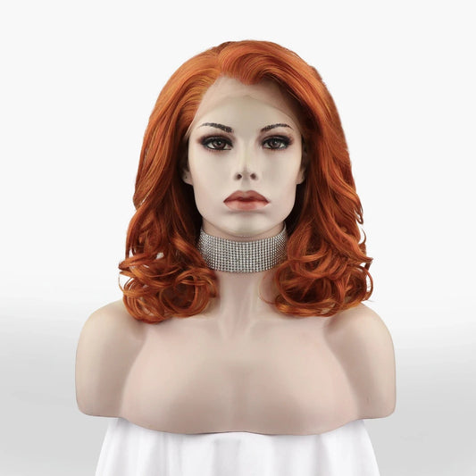 16 Inches / N19-C003-GL Celebrity 16inch Short bob cut copper hair Matte Heat Resistant Fiber synthetic wigs vendor