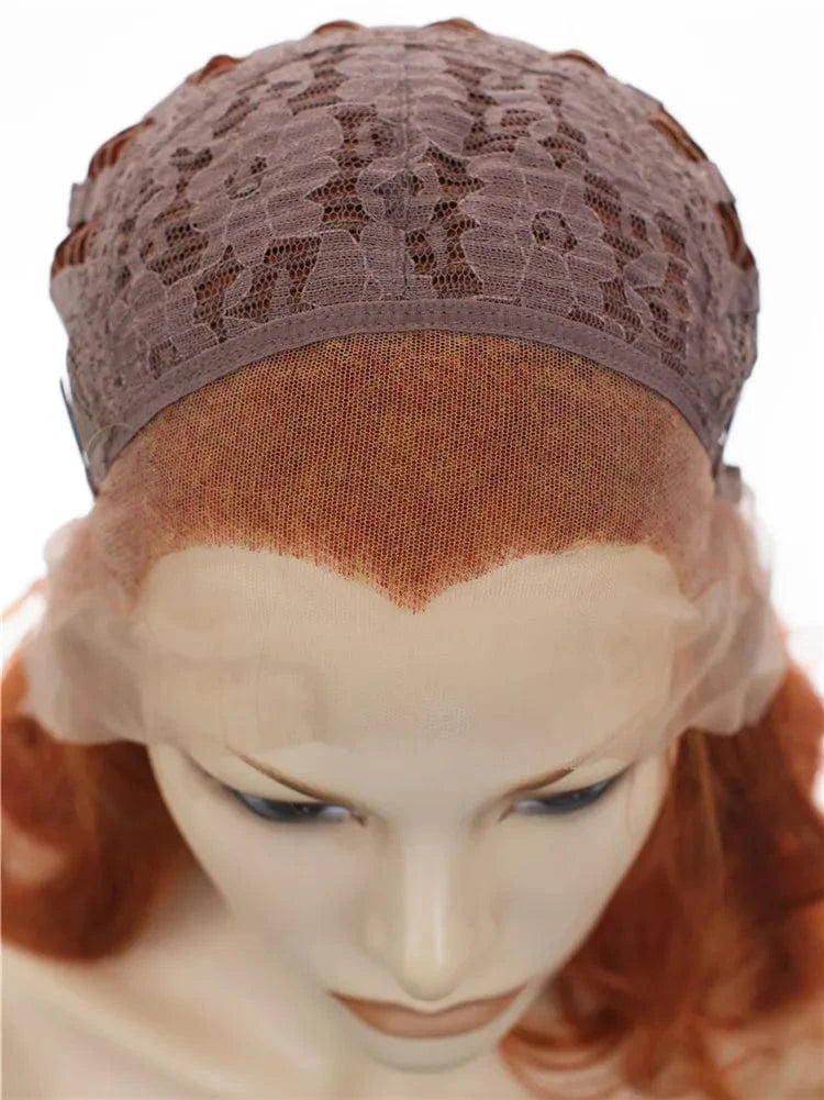 16 Inches / N19-C003-GL Celebrity mixed color short wave style 16inch natural hairline 150%Density lace front synthetic heat resistant wigs