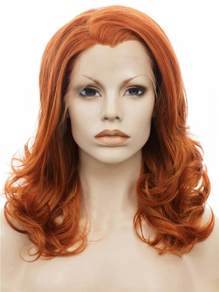 16 Inches / N19-C003-GL Celebrity mixed color short wave style 16inch natural hairline 150%Density lace front synthetic heat resistant wigs