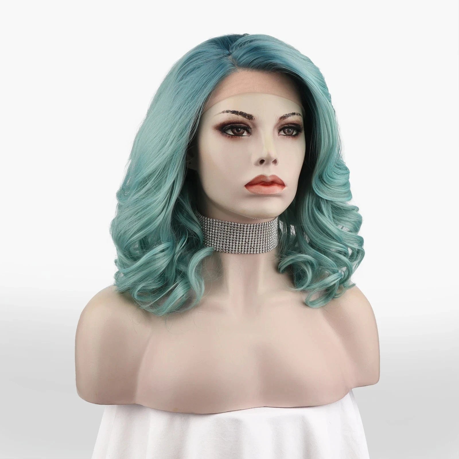 16 Inches / N19-T1301/4516M-GL Celebrity 16inch Short bob cut ombre blue  hair Matte Heat Resistant Fiber synthetic wigs vendor