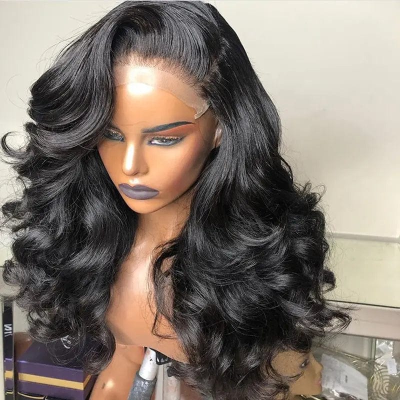 16 Inches / # style2 Pre Plucked Water Wave Wig Natural Black Color Cuticle Aligned Unprocessed Remy Hair Lace Front Wigs