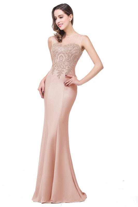 16 / L. pink / Floor Length Banquet evening dress European and American sexy fishtail long backless long party dress drop shipping fulfill
