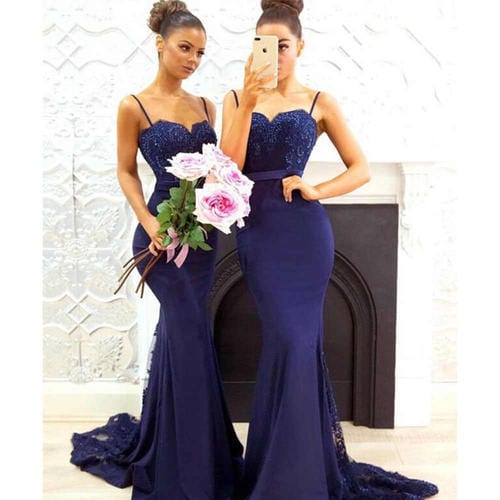 16 / navy blue / Floor Length S4162F   2022 new  high quality off-shoulder long-sleeved bridal wedding fishtail women evening dress