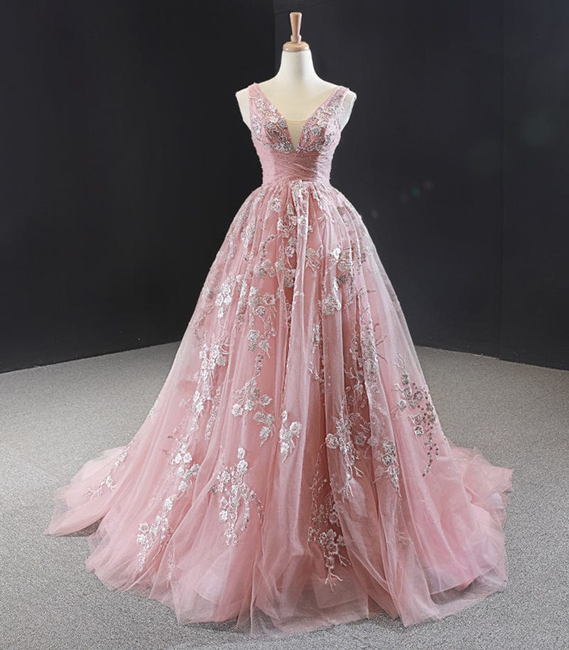 16 / Pink Jancember RSM66971 Fashion Design Satin Women A-line Party Sexy Lace Ladies Evening Dress