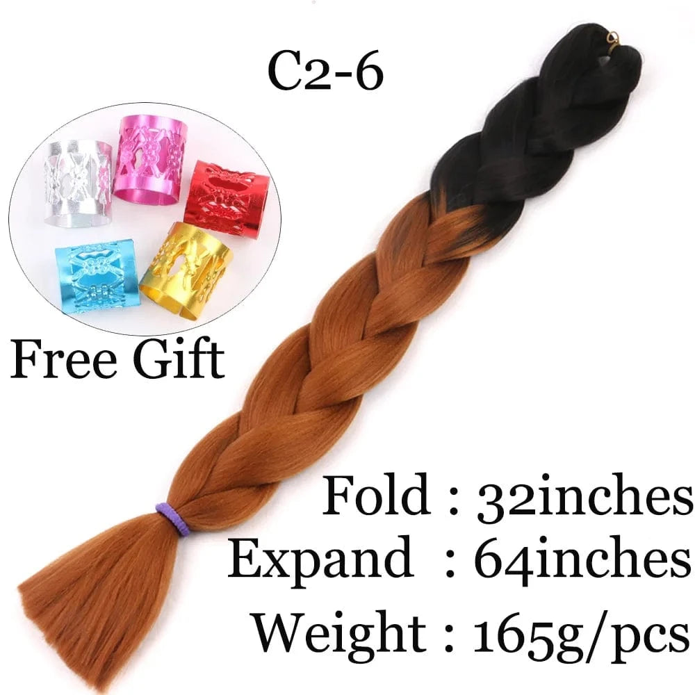 165grams/pack / 2-6 Shipping by DHL50packs/carton 165g solid 82inch and ombre 64inch synthetic jumbo braid