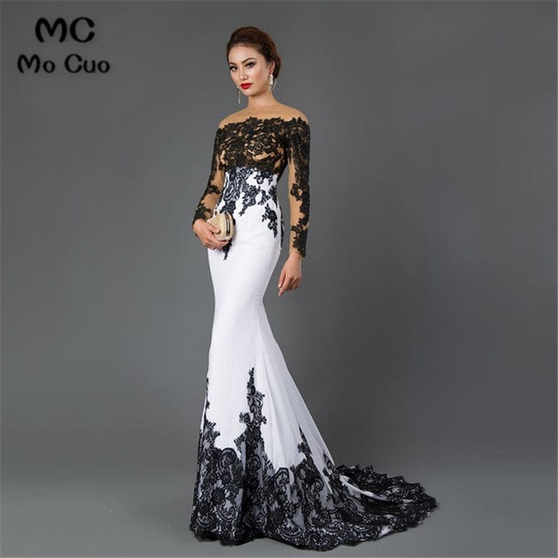 16W / as the picture / Floor Length S4059F     high quality Embroidered Lace Long Dress with Mermaid Slim Fit Trailing elegant evening dress
