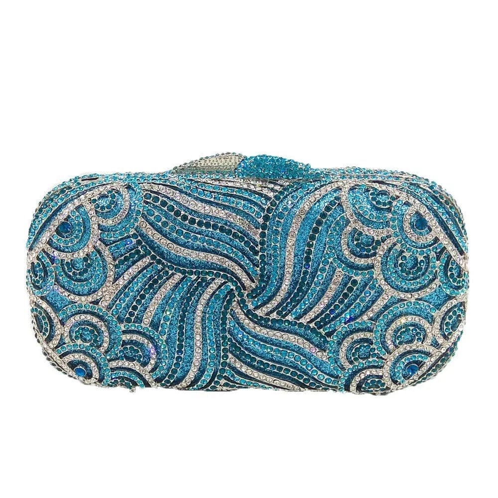 17.5X9X5CM / Blue Fancy Ladies Hot Design Rhinestones Crystal Evening Purse Handbag Wedding Bags Diamond Purses Party Crystal Clutches