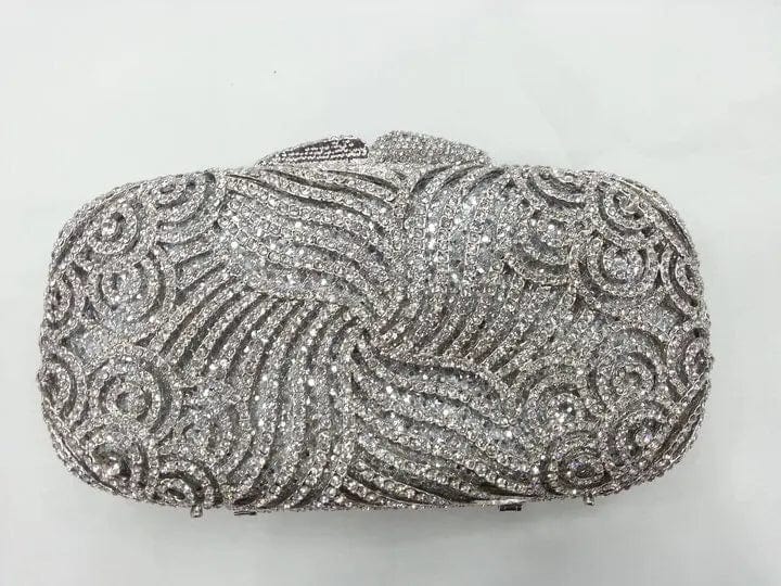 17.5X9X5CM / Silver Fancy Ladies Hot Design Rhinestones Crystal Evening Purse Handbag Wedding Bags Diamond Purses Party Crystal Clutches