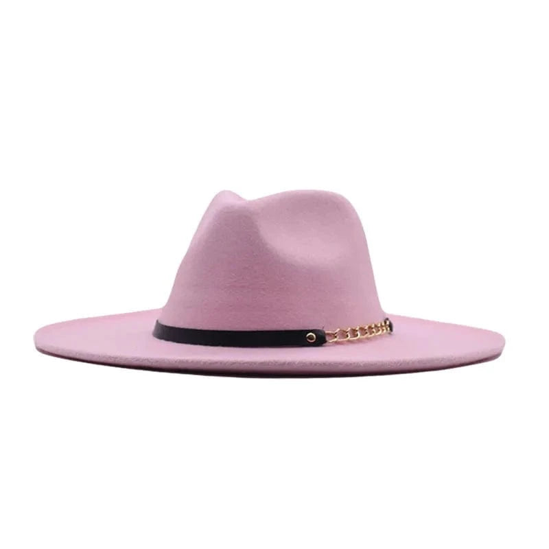 17 fashion sombrero cap hat  multi-color felt women fedora hats wholesale with chain belts