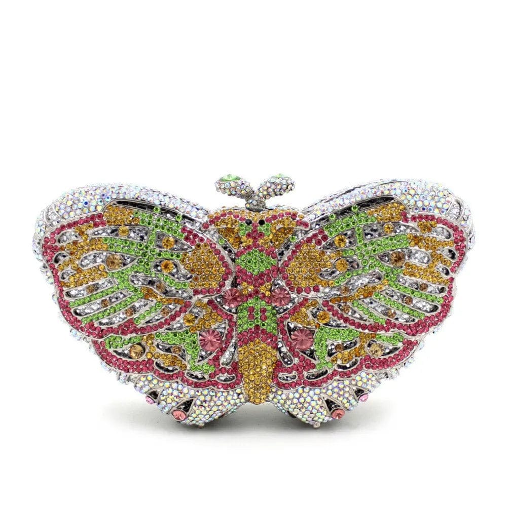 17 X 9 X 4.5 CM / Multi #1 Wholesales Luxury Crystal Rhinestone Party Clutch Purse Full Crystal Butterfly Shape Evening Bag Diamond Handbag