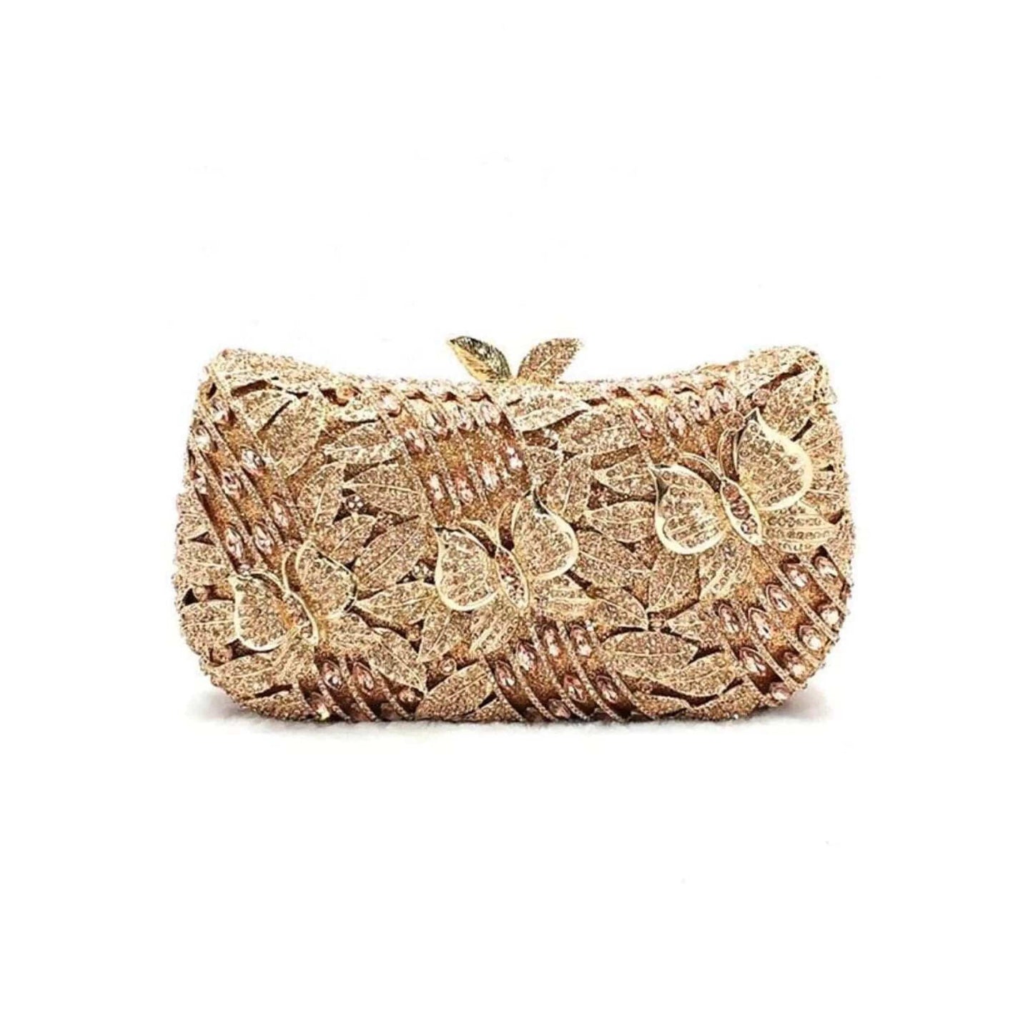 17 X 9 X 4.5 CM / Rose gold Wholesales Luxury Crystal Rhinestone Party Clutch Purse Full Crystal Butterfly Shape Evening Bag Diamond Handbag