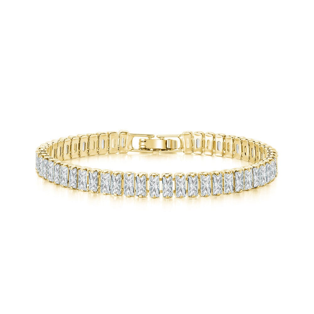 17cm / 14K gold+white stone Hot Selling Classic Round Cubic Zirconia Tennis Bracelet Luxury Iced Out Bracelet Hiphop CZ Diamond Bracelet for Women Men