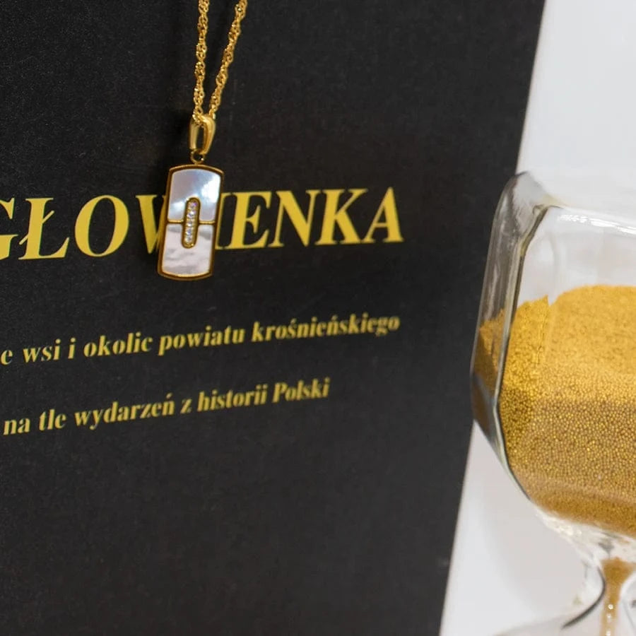 18+2inches / Gold LWN41140 Fashion Zircon Paved Rectangle Mother Of Shell Pendant Versatile 18k Gold Plated Stainless Steel Long Necklace