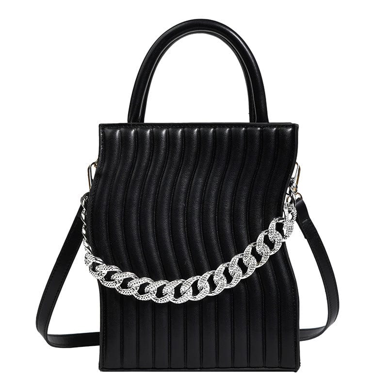 18.5x23x8cm / black 2022 New Fashion Small Chain Shoulder Bags for Women Striped PU Leather Handbag Ladies Messenger Bag