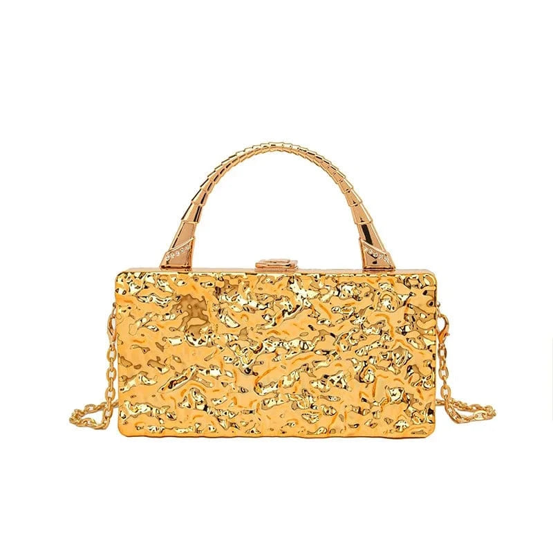 18.5x5x9.5cm / 4381 Crack Gold Designer Tin Foil Print Shoulder Bags Luxury Dinner Party Clutch Crossbody Bag Striped Gold Silver Acrylic Box Bag For Women