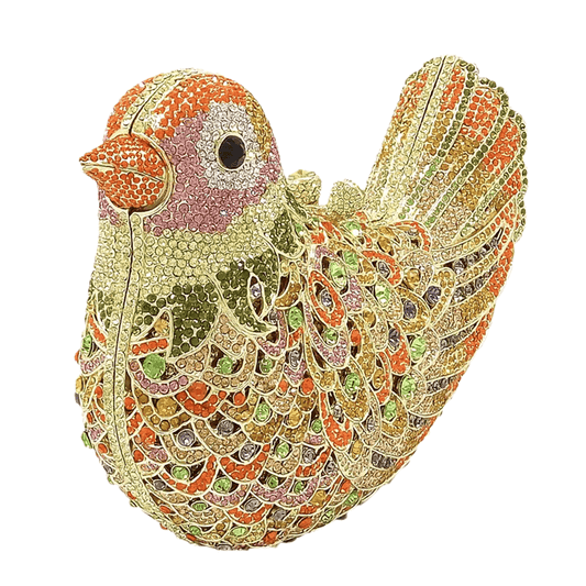 18.5X7.5X13CM / Multi 2 Luxury Cute Rhinestone Purses and Handbags 3D Bird Shape Women Crystal Evening Animal Clutch Bags for Wedding Party