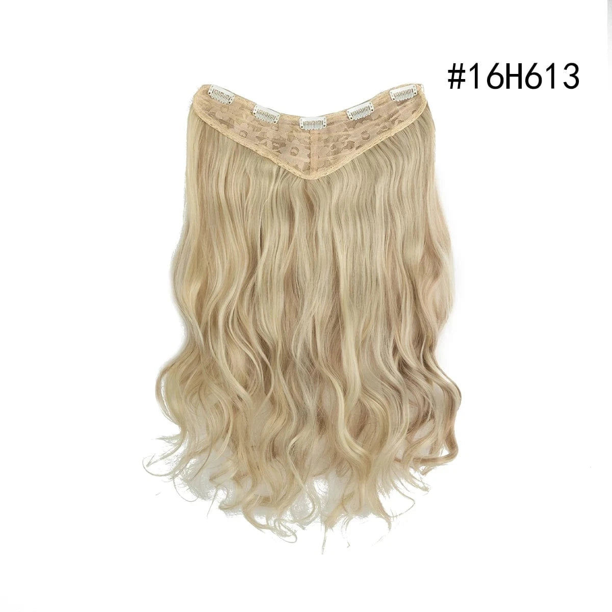 18 Inches / 16H613 Wholesale 26" One Piece Synthetic Curly Seamless Natural Blonde 5 Clips In Synthetic Hair Extensions Wigs For White Women