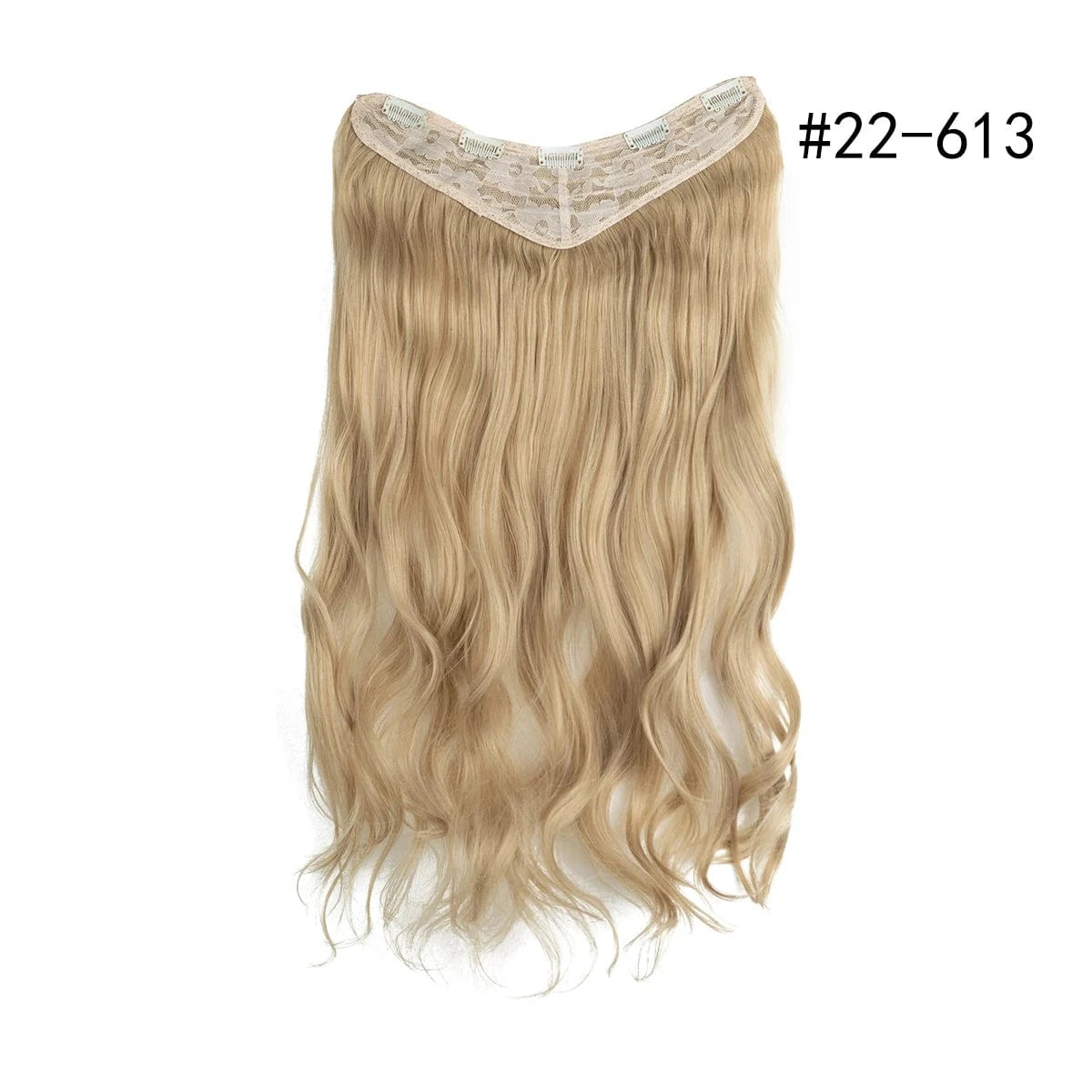 18 Inches / 22/613 Wholesale 26" One Piece Synthetic Curly Seamless Natural Blonde 5 Clips In Synthetic Hair Extensions Wigs For White Women