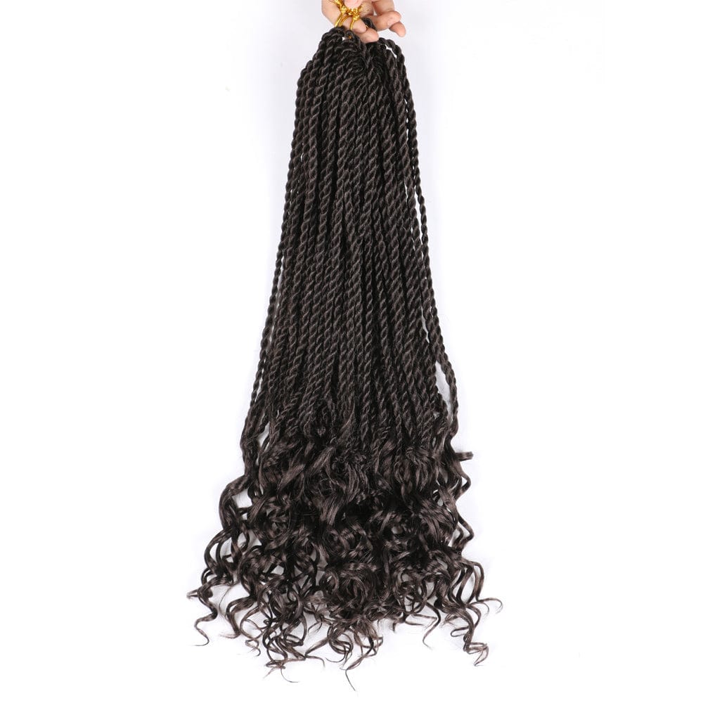 18 Inches / 4# Hot sell 18inch 30stands synthetic braiding hair synthetic hair extensions with wavy ends curly senegalese twist hair
