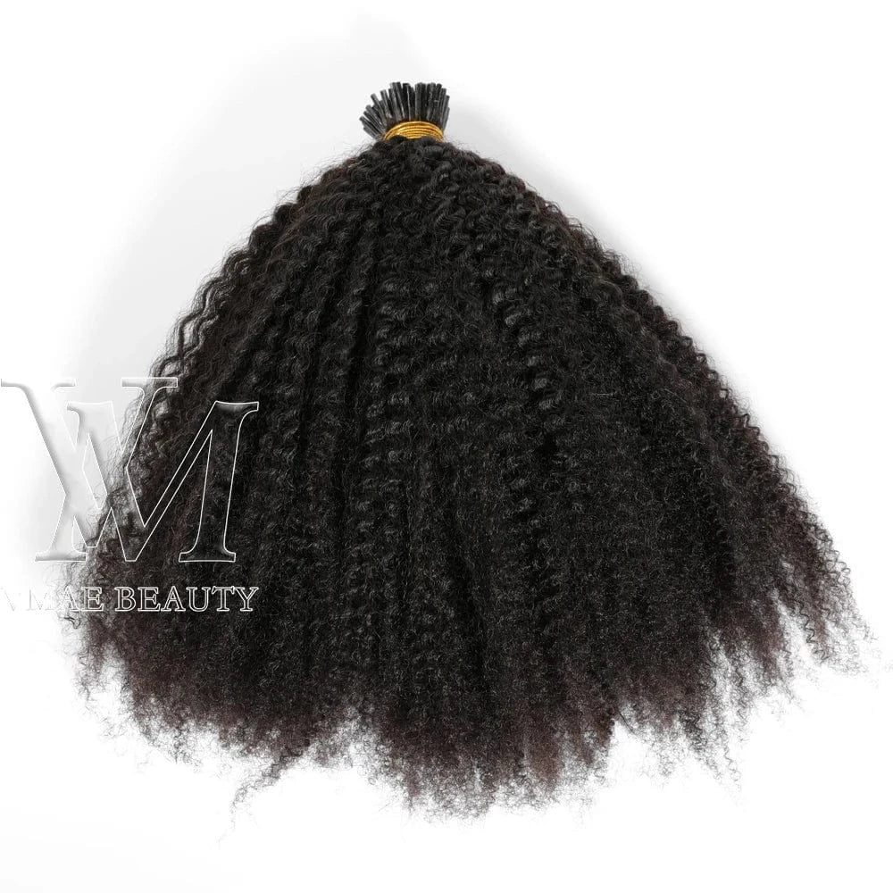 18 Inches / 4B VMAE Brazilian Raw Virgin Afro 3B 3C Kinky Curly I Tip Keratin Hair Wave Pre Bonded Cuticle Aligned Remy Hair Extension