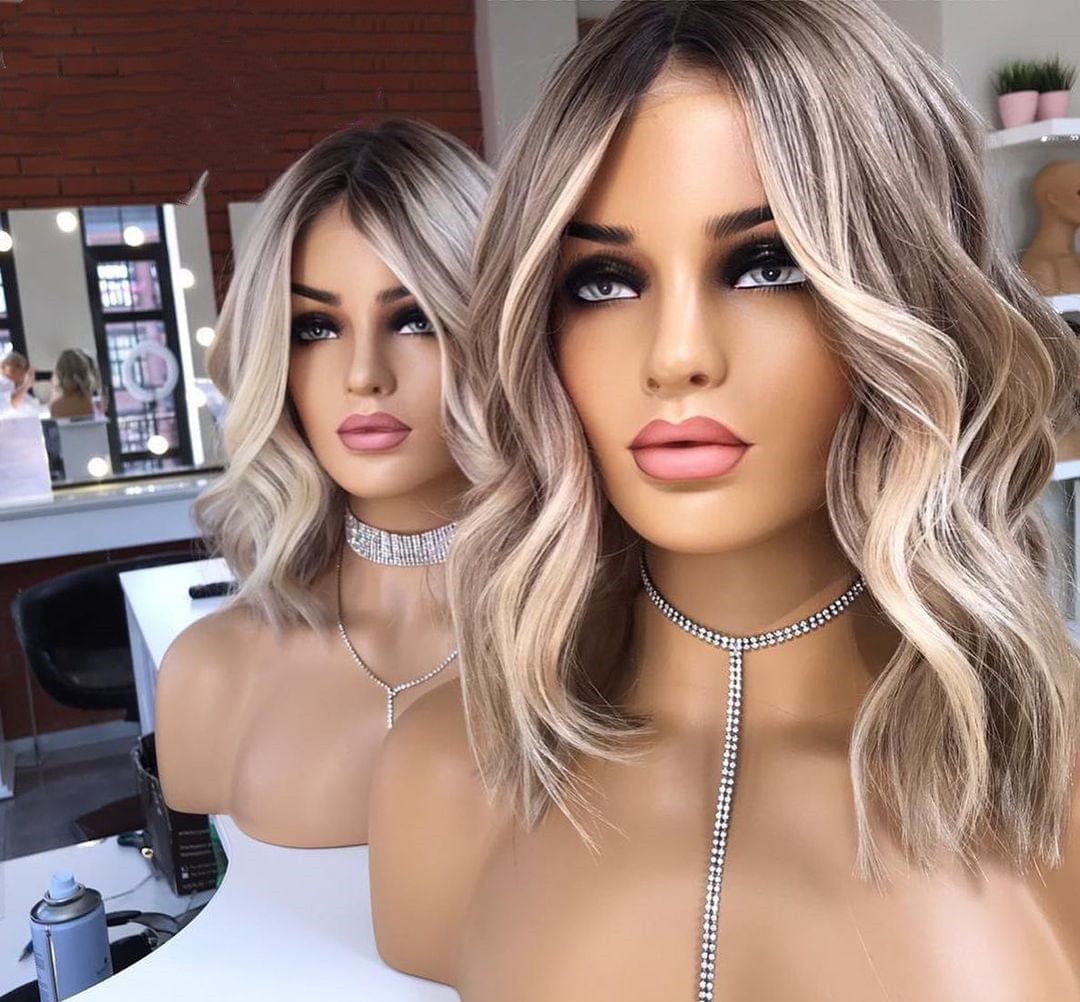 18 Inches / Color 15 Qingdao Wig Factory Special Deals Platinum Blonde Color Straight Bob Cuticle Aligned HD Lace Front Wigs
