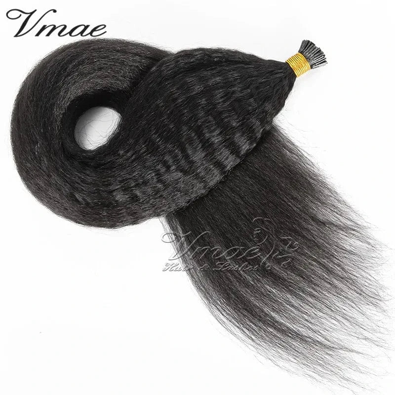 18 Inches / Kinky straight VMAE Brazilian Raw Virgin Afro 3B 3C Kinky Curly I Tip Keratin Hair Wave Pre Bonded Cuticle Aligned Remy Hair Extension