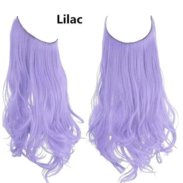 18 Inches / lilac SARLA  Wholesale Dropshipping Suppliers Own Brand One Piece Fiber Futura Ombre Invisible Wire Seamless Synthetic Hair Extensions