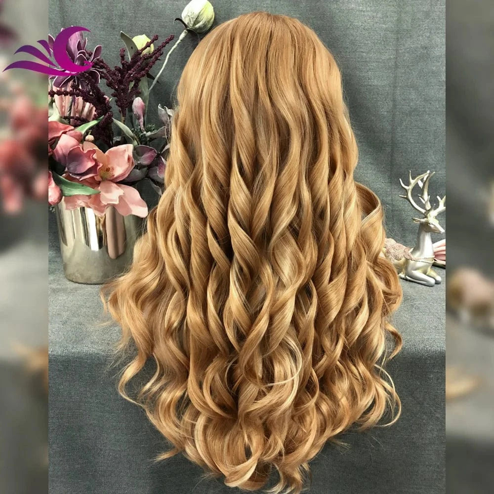 18 Inches / N15-27HR 613 Celebrity Highlight 27 613 Blond Ombre Color Wigs Futura Heat Resistant Fiber Synthetic Lace Front Wigs for Daily