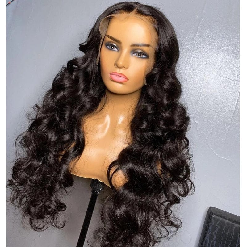 18 Inches / Natural Color 3 Side Part Bleach Knots Deep Body Wave Full Virgin Cuticle Aligned Human Hair Transparent HD Lace Front Wigs