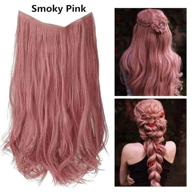 18 Inches / smoky pink SARLA  Wholesale Dropshipping Suppliers Own Brand One Piece Fiber Futura Ombre Invisible Wire Seamless Synthetic Hair Extensions