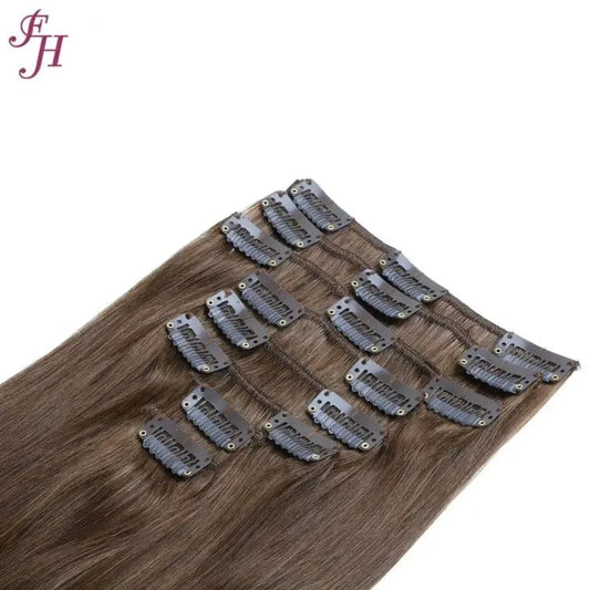 18 Inches / Straight #2 FH Wholesale Luxury Remy Clip In Hair Extensions 22" 100% Double Drawn Hair Extension Human Remy Clip In Hair Extension