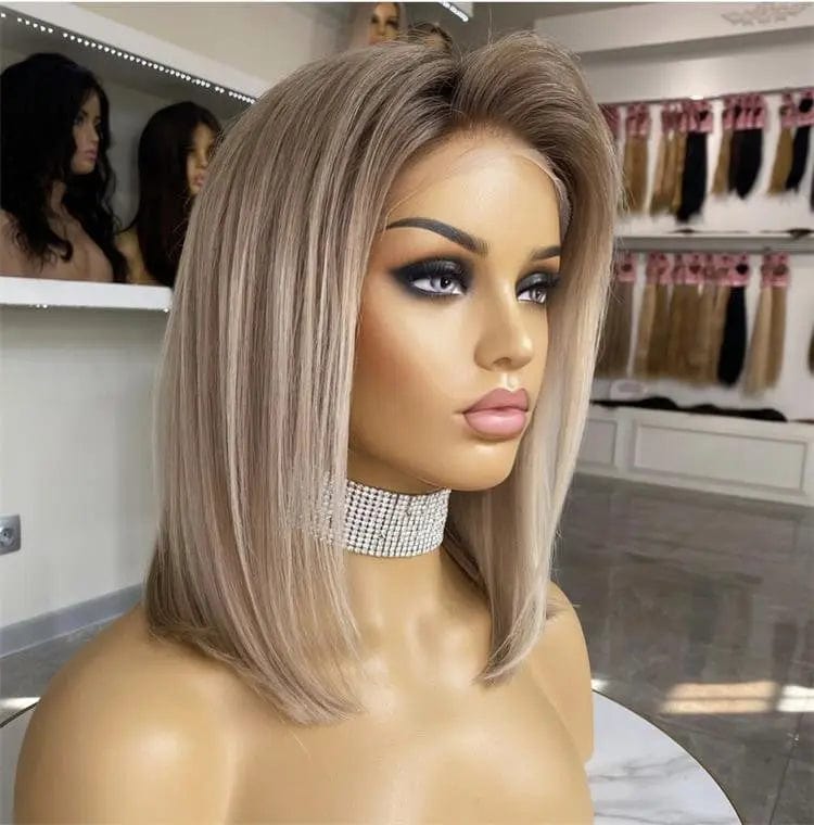 18 Inches / Style#1 Ash Blonde Ombre Color Straight Bob Wig