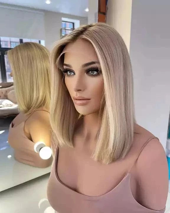 18 Inches / Style 5 Top Quality European Hair Bob Wigs Swiss Lace Frontal Short Style Super Double Drawn Cuticle Aligned Virgin Hair Glueless Wig