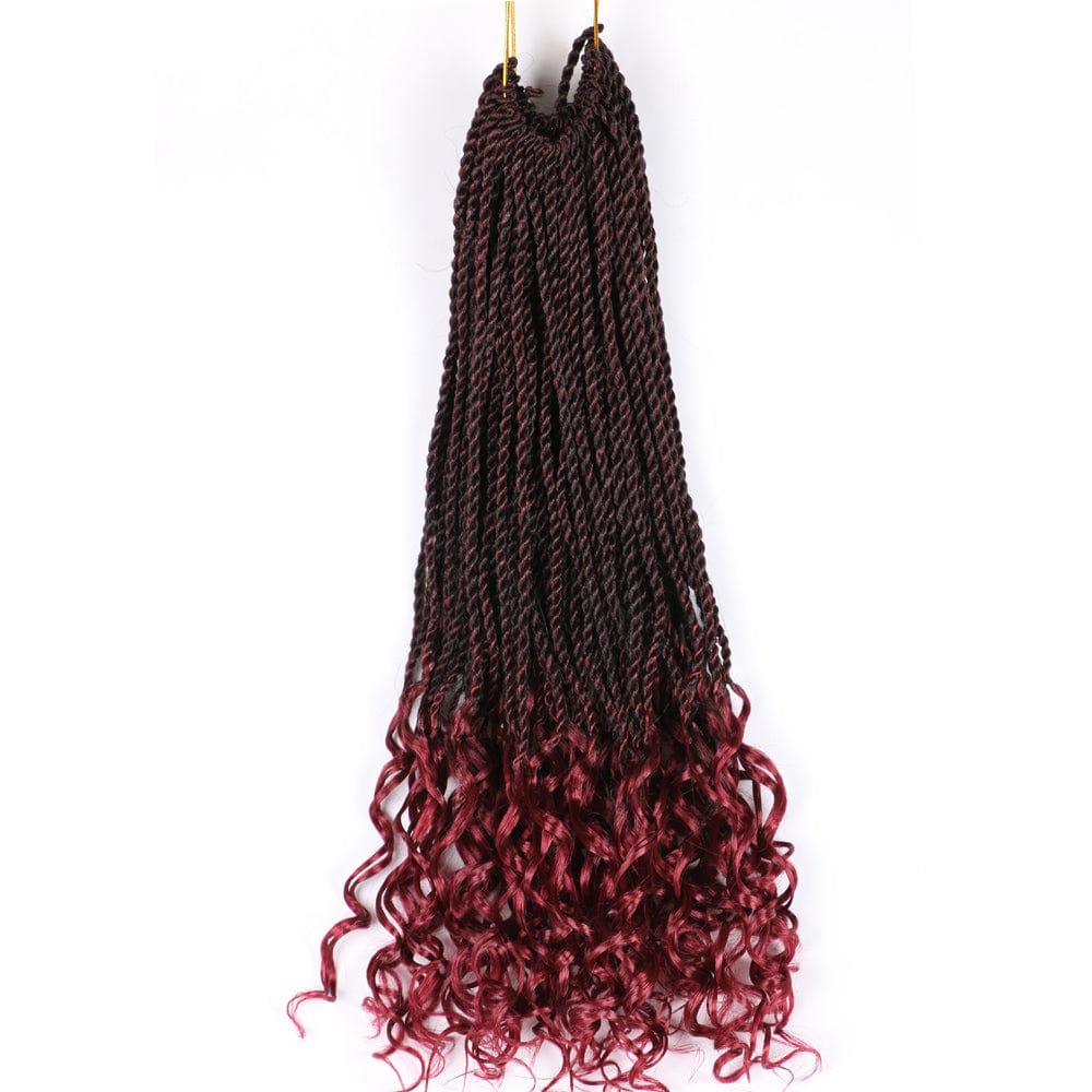18 Inches / Tbug Hot sell 18inch 30stands synthetic braiding hair synthetic hair extensions with wavy ends curly senegalese twist hair