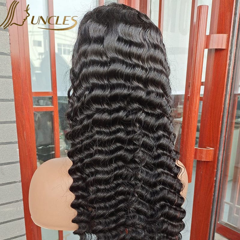 180 Density 18 inches / Deep wave 13x6 hd loose deep wave lace frontal wigs brazilian 10 a grade human hair ladies loose wave peruvian wig 30 inch loose wave wig