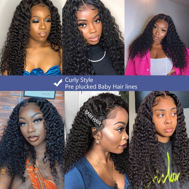 180% Density Factory Wholesale 100% indian HD Transparent Invisible Lace Frontal  Human Hair 360 deep curly frontal wig