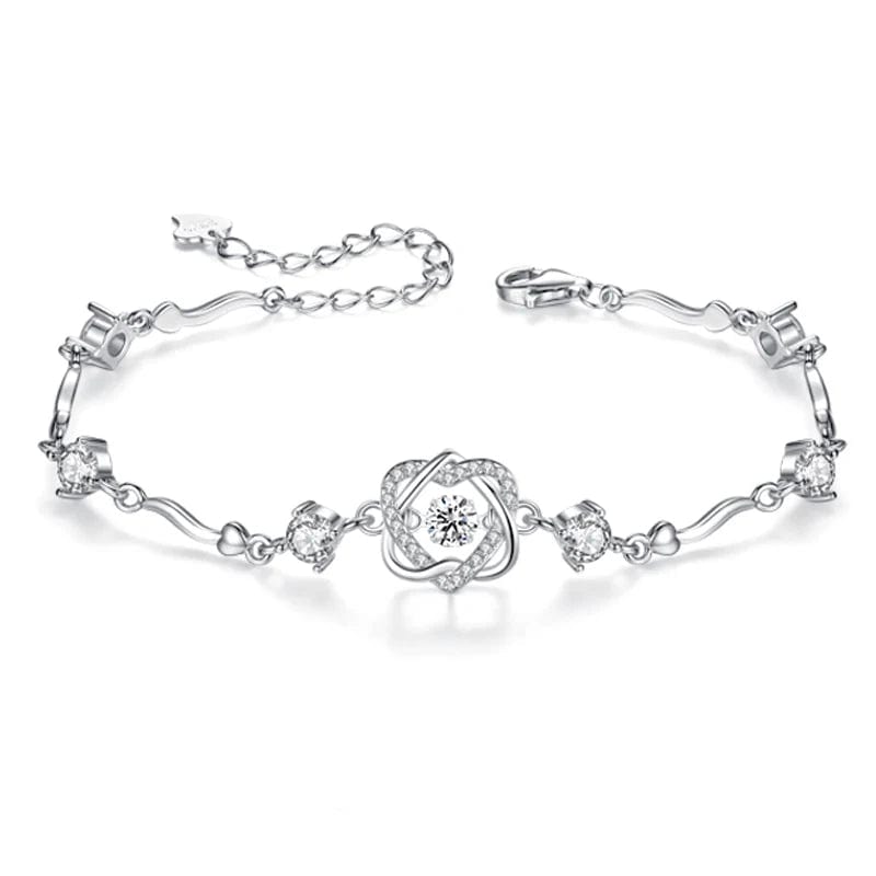 18cm / Bracelet-White Zircon OEM&ODM Valentines Day Gift Blue Dancing CZ Stone 925 Sterling Silver Bangle Heart Shaped Bracelet Valentine Gifts Jewelry