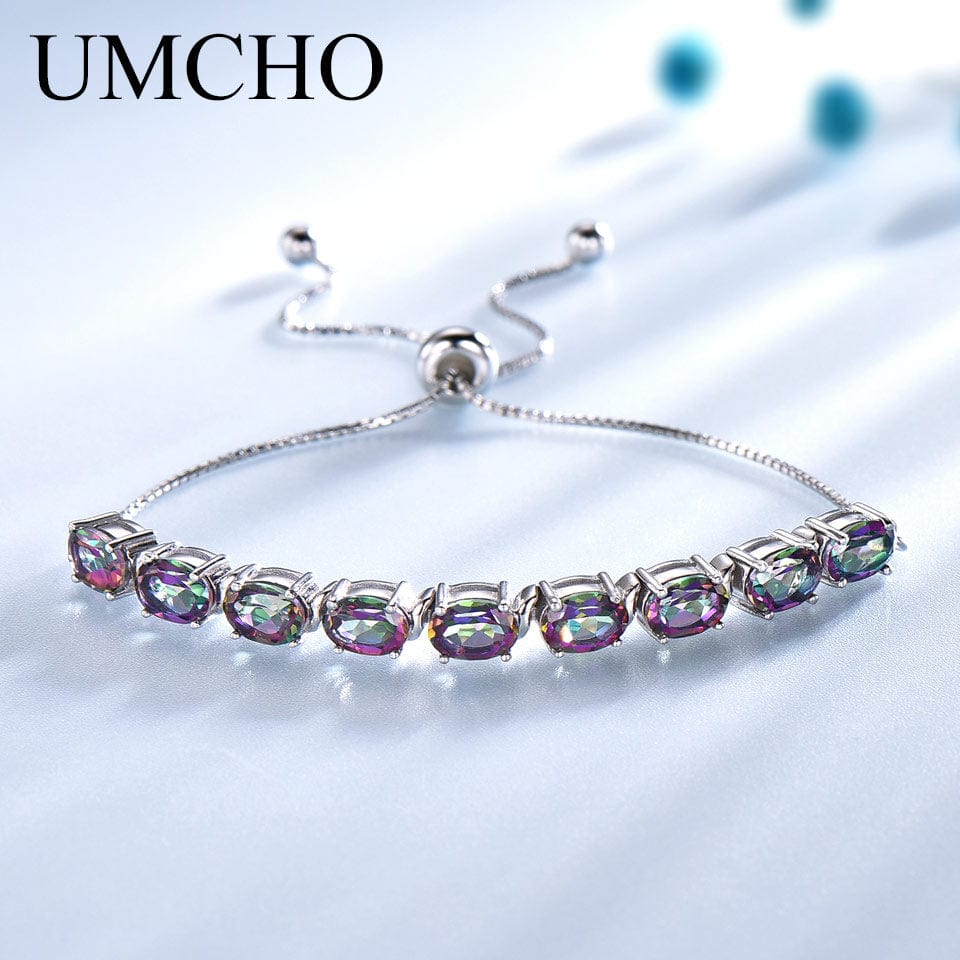 18cm / colorful Garnet Cubic Zircon Colorful Mystic Topaz Stone Wholesale Luxury Bracelet Charm Bracelets For Women