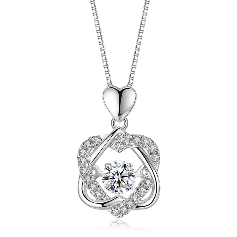 18cm / Necklace-White Zircon OEM&ODM Valentines Day Gift Blue Dancing CZ Stone 925 Sterling Silver Bangle Heart Shaped Bracelet Valentine Gifts Jewelry